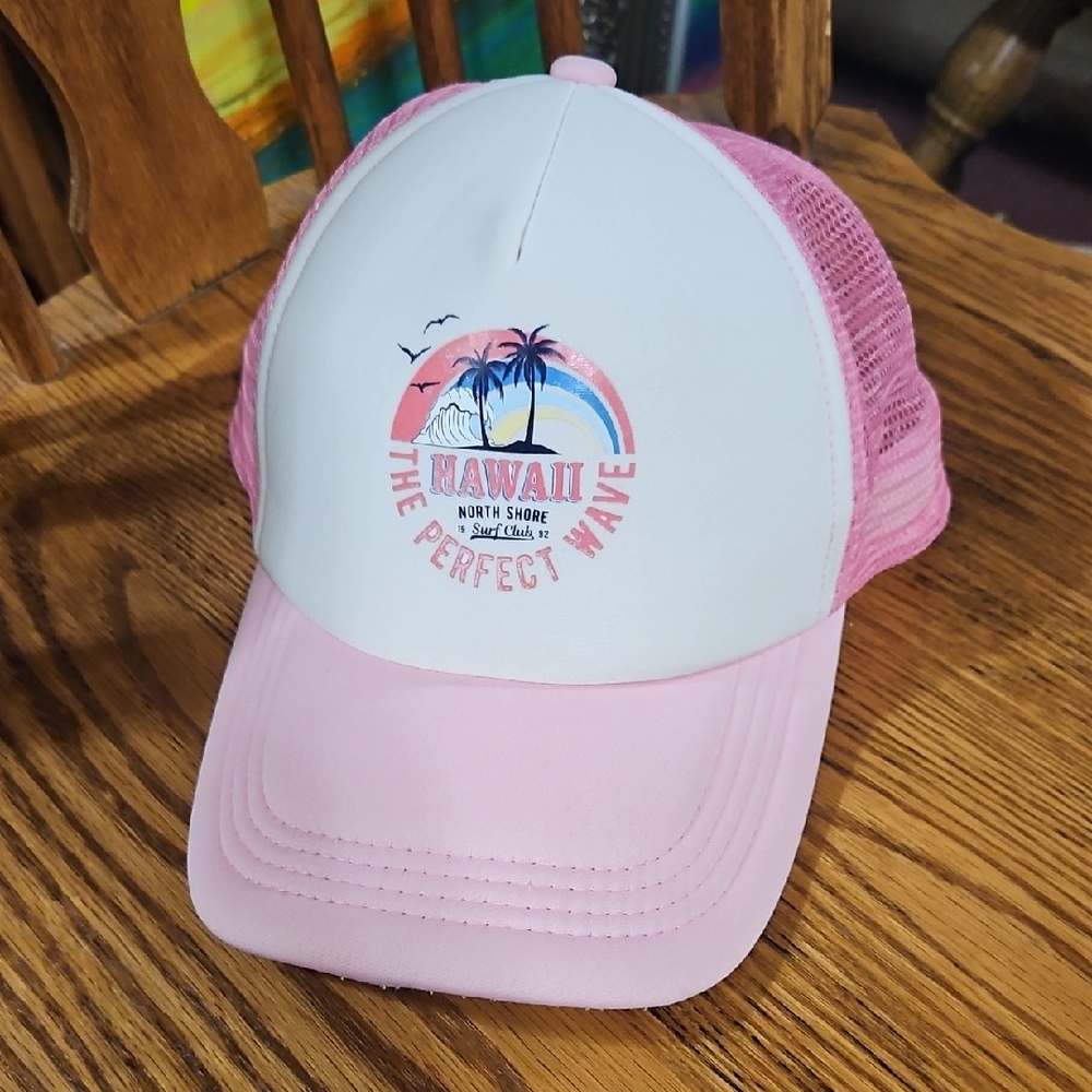 69. 🌴 Time and Tru Pink and White Trucker Hat